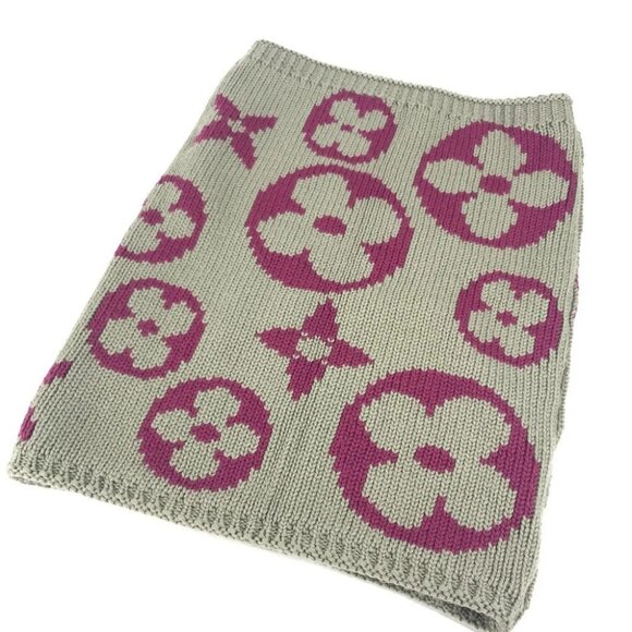 LOUIS VUITTON M72768 Monogram Snood Grand Floor Neck Warmer Scarf wool purple - Picture 3 of 16